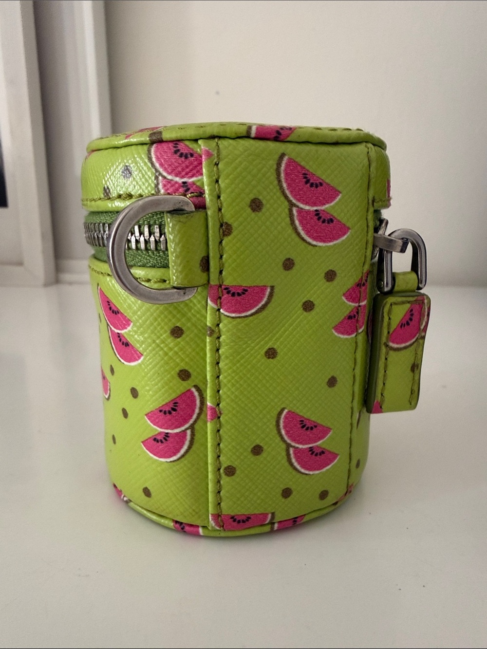 Prada Lime Green and Pink Watermelon Print Leather Pouch - Picture 13 of 14